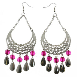 Mi Amore Filligree Drop-Dangle-Earrings Silver-Tone/Purple