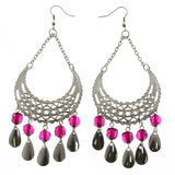 Mi Amore Filligree Drop-Dangle-Earrings Silver-Tone/Purple