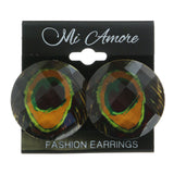 Mi Amore Peacock Feather Pattern Post-Earrings Multicolor