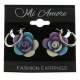Mi Amore Flower Multiple-Earring-Set Silver-Tone/Multicolor