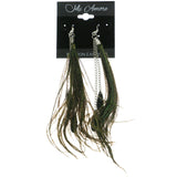 Mi Amore Feather Acrylic Faceted Accent Dangle-Earrings Silver-Tone & Multicolor