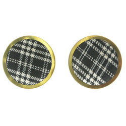 Mi Amore Plaid Fabric Accent Post-Earrings Gold-Tone/Multicolor