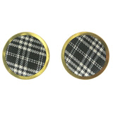 Mi Amore Plaid Fabric Accent Post-Earrings Gold-Tone/Multicolor