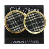 Mi Amore Plaid Fabric Accent Post-Earrings Gold-Tone/Multicolor