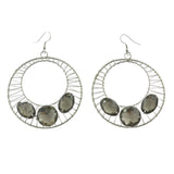 Mi Amore Faceted Acrylic Accents Dangle-Earrings Silver-Tone