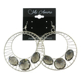 Mi Amore Faceted Acrylic Accents Dangle-Earrings Silver-Tone