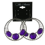 Mi Amore Purple Faceted Acrylic Dark Silver Dangle-Earrings Silver-Tone & Purple