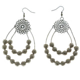 Mi Amore Gray Acrylic Accents Dark Silver -Dangle-Earrings Silver-Tone & Gray