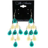 Mi Amore Acrylic Accents Chandelier-Earrings Silver-Tone/Blue