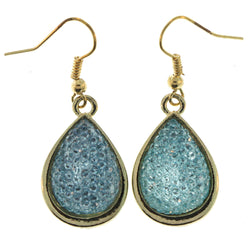 Gold-Tone Metal Dangle-Earrings With Blue Crystal Accents