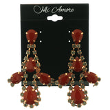 Gold-Tone Dangle-Earrings With Red Crystal Accents