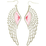 Mi Amore Wing Dangle-Earrings Silver-Tone/Pink