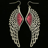 Mi Amore Wing Dangle-Earrings Silver-Tone/Pink