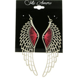 Mi Amore Wing Dangle-Earrings Silver-Tone/Pink