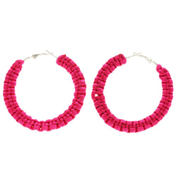 Mi Amore Hoop-Dangle-Earrings Pink & Silver-Tone