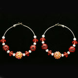 Mi Amore Hoop-Earrings Red/Silver-Tone