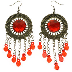 Mi Amore Drop-Dangle-Earrings Red/Silver-Tone