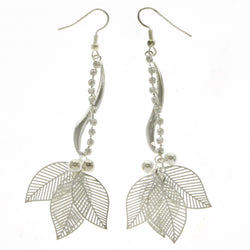 Mi Amore Leaf Drop-Dangle-Earrings Silver-Tone