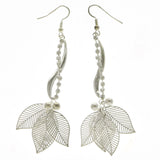 Mi Amore Leaf Drop-Dangle-Earrings Silver-Tone