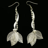 Mi Amore Leaf Drop-Dangle-Earrings Silver-Tone