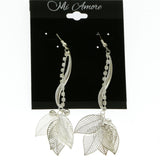 Mi Amore Leaf Drop-Dangle-Earrings Silver-Tone