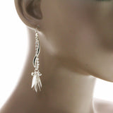 Mi Amore Leaf Drop-Dangle-Earrings Silver-Tone