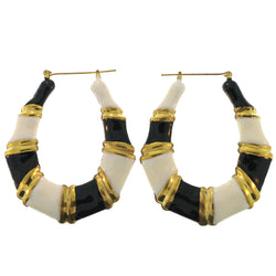 Black & White Hoop-Earrings With Gold-Tone Accents