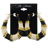 Black & White Hoop-Earrings With Gold-Tone Accents