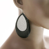 Mi Amore Sequins Dangle-Earrings Black/Silver-Tone