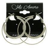 Mi Amore Hoop-Dangle-Earrings Silver-Tone