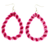 Mi Amore Furry Dangle-Earrings Pink/Silver-Tone