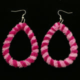 Mi Amore Furry Dangle-Earrings Pink/Silver-Tone