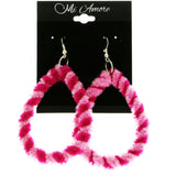 Mi Amore Furry Dangle-Earrings Pink/Silver-Tone