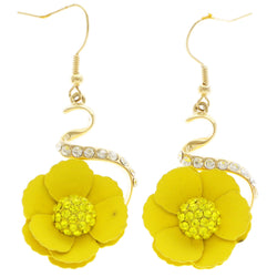 Mi Amore Flower Dangle-Earrings Yellow/Gold-Tone