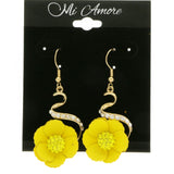 Mi Amore Flower Dangle-Earrings Yellow/Gold-Tone