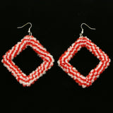 Mi Amore Furry Dangle-Earrings Red/White