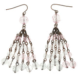 Pink & Clear Colored Metal Dangle-Earrings With Bead Accents LQE848