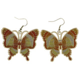 MiAmore Butterfly Dangle-Earrings Silver-Tone/Orange