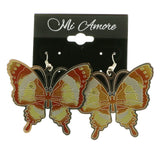 MiAmore Butterfly Dangle-Earrings Silver-Tone/Orange