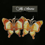 MiAmore Butterfly Dangle-Earrings Silver-Tone/Orange