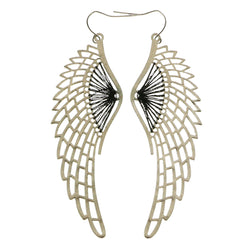 MiAmore Angel Wings Dangle-Earrings Silver-Tone/Black