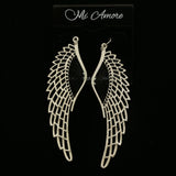 MiAmore Angel Wings Dangle-Earrings Silver-Tone/Black