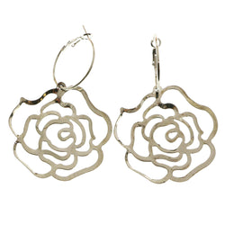 MiAmore Rose Hoop-Dangle-Earrings Silver-Tone