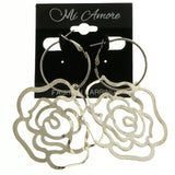 MiAmore Rose Hoop-Dangle-Earrings Silver-Tone