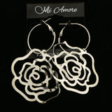 MiAmore Rose Hoop-Dangle-Earrings Silver-Tone