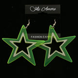 MiAmore Star Dangle-Earrings Silver-Tone/Green