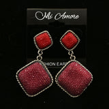 MiAmore Dangle-Earrings Dark-Silver/Red