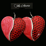 Mi Amore Heart Dangle-Earrings Silver-Tone/Red
