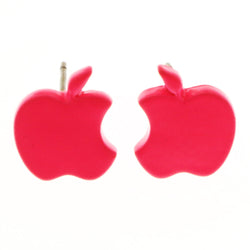 Mi Amore Apple Post-Earrings Silver-Tone/Pink