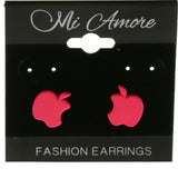 Mi Amore Apple Post-Earrings Silver-Tone/Pink